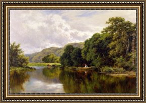 Venus in Front of The Mirror Framed Paintings - Nature's Mirror, on the Banks of the Thames by Henry H. Parker