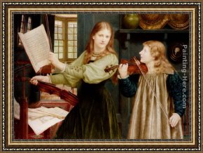 Portrait of The Painter Anton Peschka Framed Paintings - The Duet, Portrait Of Alexandra, Daughter Of Rev. G. Kitchin And Winifrid, Daughter Of The Painter by Henry Holiday