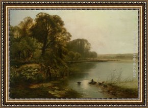 Early Sunday Morning Framed Paintings - Early Mornings on the Thames by Henry John Boddington