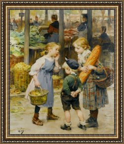 Jean-jules-antoine Lecomte Du Nouy Framed Paintings - Les Petites Menageres by Henry Jules Jean Geoffroy