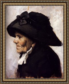 Jean-jules-antoine Lecomte Du Nouy Framed Paintings - Study Of The Head Of An Old Woman by Henry Jules Jean Geoffroy