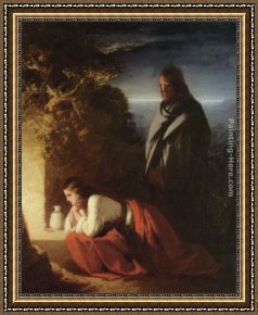 Lejeune Framed Paintings - Mary Magdalen at the Sepulchre by Henry Lejeune