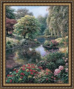 Henry Lejeune Framed Paintings - Longmeadow Pond by Henry Peeters