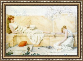 Classical Framed Paintings - Two Classical Figures Reclining by Henry Ryland