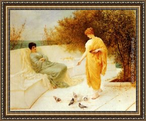 Feeding Framed Paintings - Feeding Doves by Henry Thomas Schafer