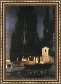 The Departure of Tobias Framed Paintings - Departure from an Island at Night by Henryk Hector Siemiradzki