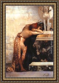 Unveiling The Statue of Liberty Framed Paintings - Two Figures by a Statue of Sphinx (study) by Henryk Hector Siemiradzki