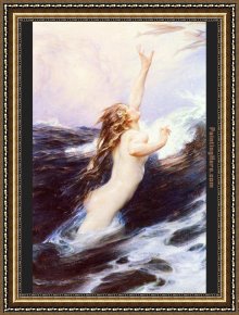 Miracle of The Bread And Fish Framed Paintings - Flying Fish by Herbert James Draper