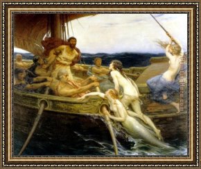 James Framed Paintings - Ulysses and the Sirens by Herbert James Draper