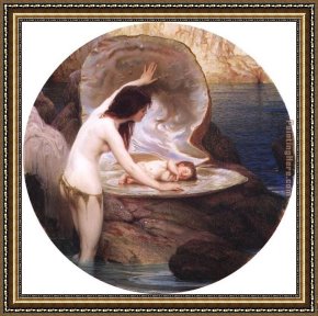 James Framed Paintings - Waterbaby by Herbert James Draper