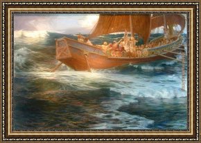 James Framed Paintings - Wrath of the Sea God by Herbert James Draper