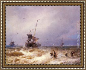 Moonlit Fishing Scene Framed Paintings - Fishing Scenes - Pic 2 by Herman Herzog