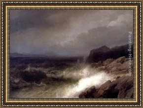 Buena Vista Bar Framed Paintings - Maine Coast Near Bar Harbor by Herman Herzog