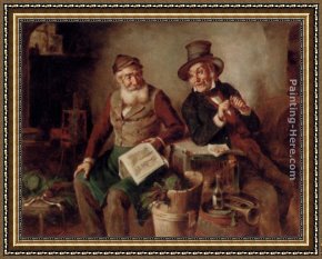 Receiving The News Framed Paintings - Discussing The News by Hermann Kern