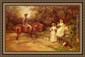 Meeting Framed Paintings - A Meeting By The Stile by Heywood Hardy
