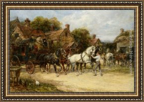 Hardy Framed Paintings - Changing Horses by Heywood Hardy