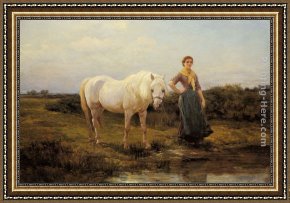 Hardy Framed Paintings - Noonday taking a Horse to Water by Heywood Hardy