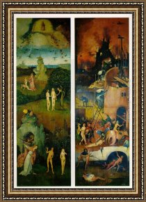 Triptych Framed Paintings - Paradise and Hell, left and right panels of a triptych by Hieronymus Bosch