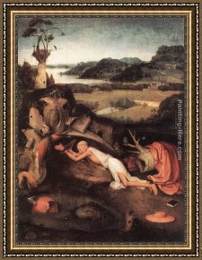 St Jerome Framed Paintings - St Jerome in Prayer by Hieronymus Bosch
