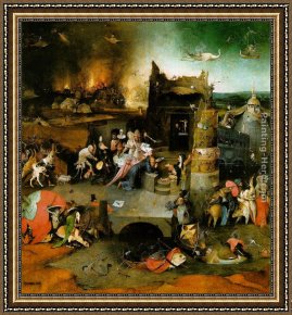 Triptych Framed Paintings - Temptation of St. Anthony, central panel of the triptych by Hieronymus Bosch