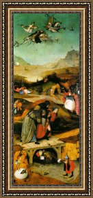 Triptych Framed Paintings - Temptation of St. Anthony, left wing of the triptych by Hieronymus Bosch