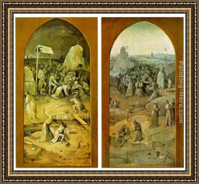 The Temptation of St. Anthony Framed Paintings - Temptation of St. Anthony, outer wings of the triptych by Hieronymus Bosch