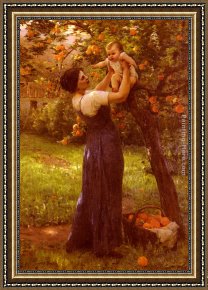 Jardin Framed Paintings - Mere Et Enfant Dans Le Jardin by Hippolyte Camille Delpy
