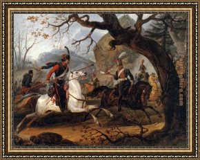 Vernet Framed Paintings - Napoleonic battle in the Alps by Horace Vernet