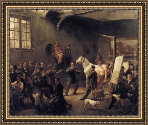 Vernet Framed Paintings - The Artist's Studio by Horace Vernet