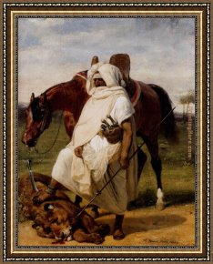 Vernet Framed Paintings - The lion hunter by Horace Vernet