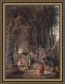 Hubert Robert Framed Paintings - Italian Park by Hubert Robert