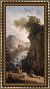 Hubert Robert Framed Paintings - The Dance by Hubert Robert