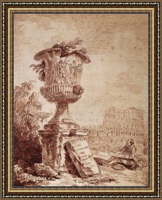 Hubert Robert Framed Paintings - The Draughtsman of the Borghese Vase by Hubert Robert