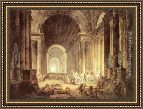 Hubert Robert Framed Paintings - The Finding of the Laokoon by Hubert Robert