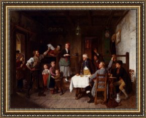 Receiving The News Framed Paintings - Good News by Hubert Salentin