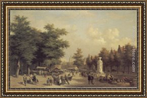 A View of Amsterdam Market Framed Paintings - A View of Amsterdam Market by Hubertus van Hove