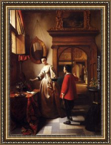 Arrival Framed Paintings - The Guest's Arrival by Hubertus van Hove