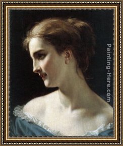 Portrait of a Woman Framed Paintings - A portrait of a Woman by Hughes Merle