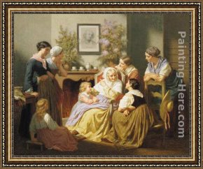 An Interesting Story Framed Paintings - Grandmother&rsquo;s Story by Hughes Merle