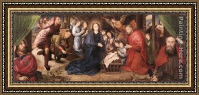 Shepherd Framed Paintings - Adoration of the Shepherds by Hugo van der Goes