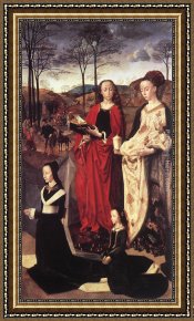 The Mystic Marriage of St. Catherine Framed Paintings - Sts. Margaret and Mary Magdalene with Maria Portinari by Hugo van der Goes