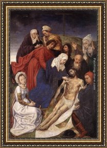 The Lamentation Over The Dead Christ Framed Paintings - The Lamentation of Christ by Hugo van der Goes