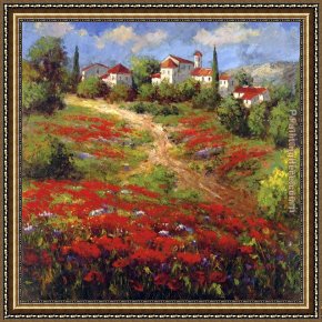 Village Street And Stairs with Figures Framed Paintings - Country Village II by Hulsey