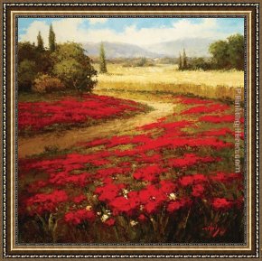 Jaune Poppy Framed Paintings - Red Poppy Trail by Hulsey