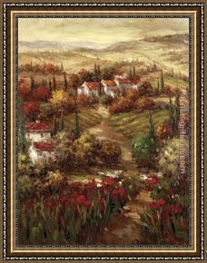 Village in The Snow Framed Paintings - Tuscan Village by Hulsey