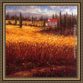 Wheat Framed Paintings - Tuscan Wheat by Hulsey