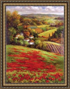 Mountain Poppies III Framed Paintings - Valley View III by Hulsey