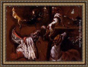 A Spaniel And a Pug Framed Paintings - Studies Of Spaniels And Whippets, And A Study Of A White Headdress by Hyacinthe Rigaud