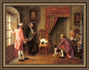 Meeting Framed Paintings - A Friendly Meeting by Ignacio Leon y Escosura