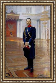 Russian Framed Paintings - Portrait of Nicholas II, The Last Russian Emperor by Il'ya Repin